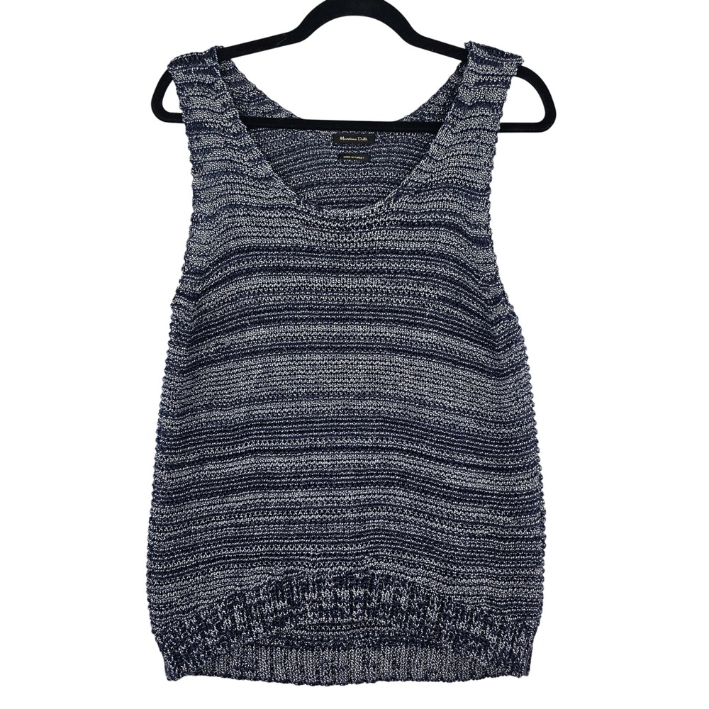 Massimo Dutti Striped Knit Tank Top V Neck‎ Sleeveless Women
